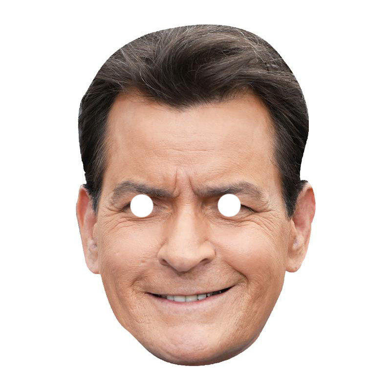 Maska papierowa Charlie Sheen, – na twarz, z gumką