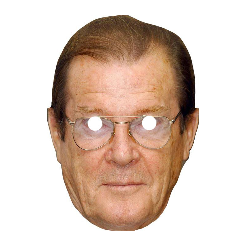 Maska papierowa Roger Moore – na twarz, z gumką